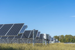 photo of solar arrays against golden grass